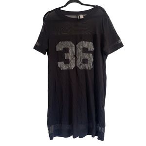 Faux leather mesh jersey dress